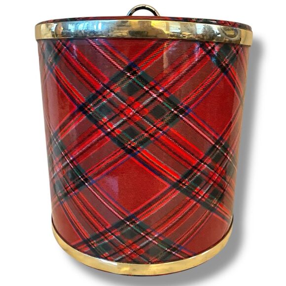 Vintage Ice Bucket Chest Red Plaid Tartan Car RV Display Camper RL Aesthetic - Picture 3 of 10
